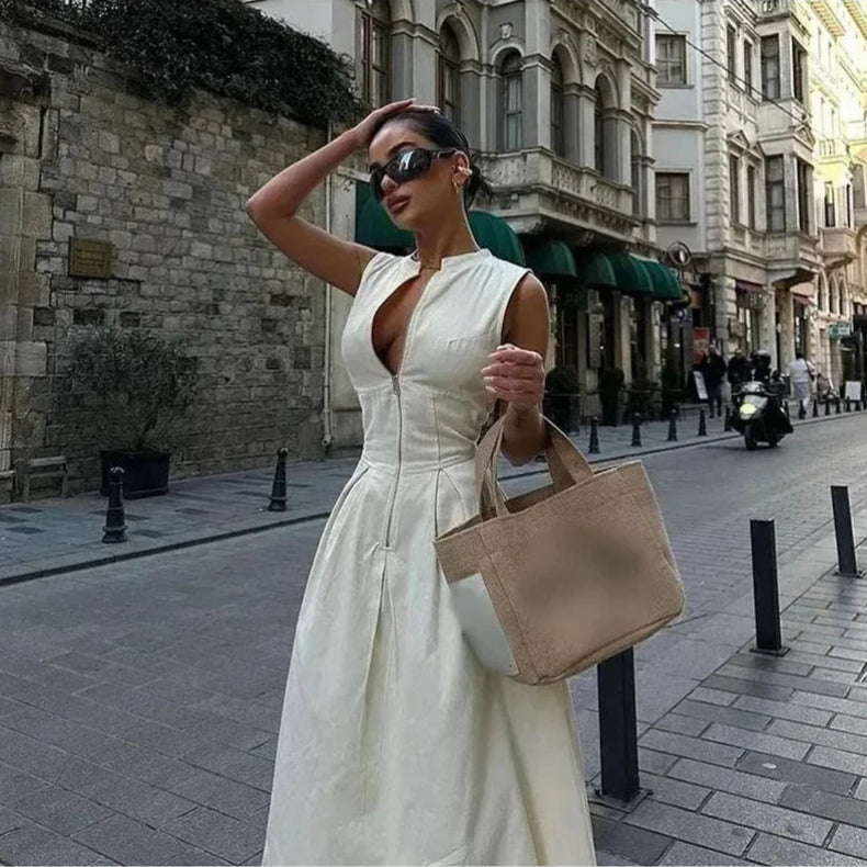 ELENA HIGH-WAIST ZIPPER DRESS