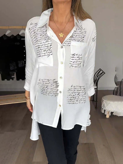 Luna Letter Print Blouse