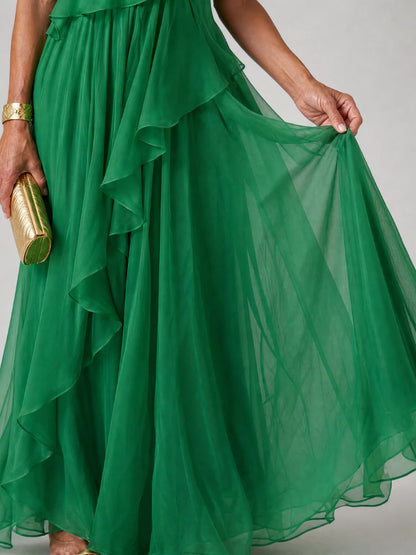 Elara One-Shoulder Chiffon Dress