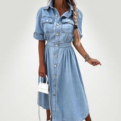 AVA DENIM BUTTON-UP DRESS