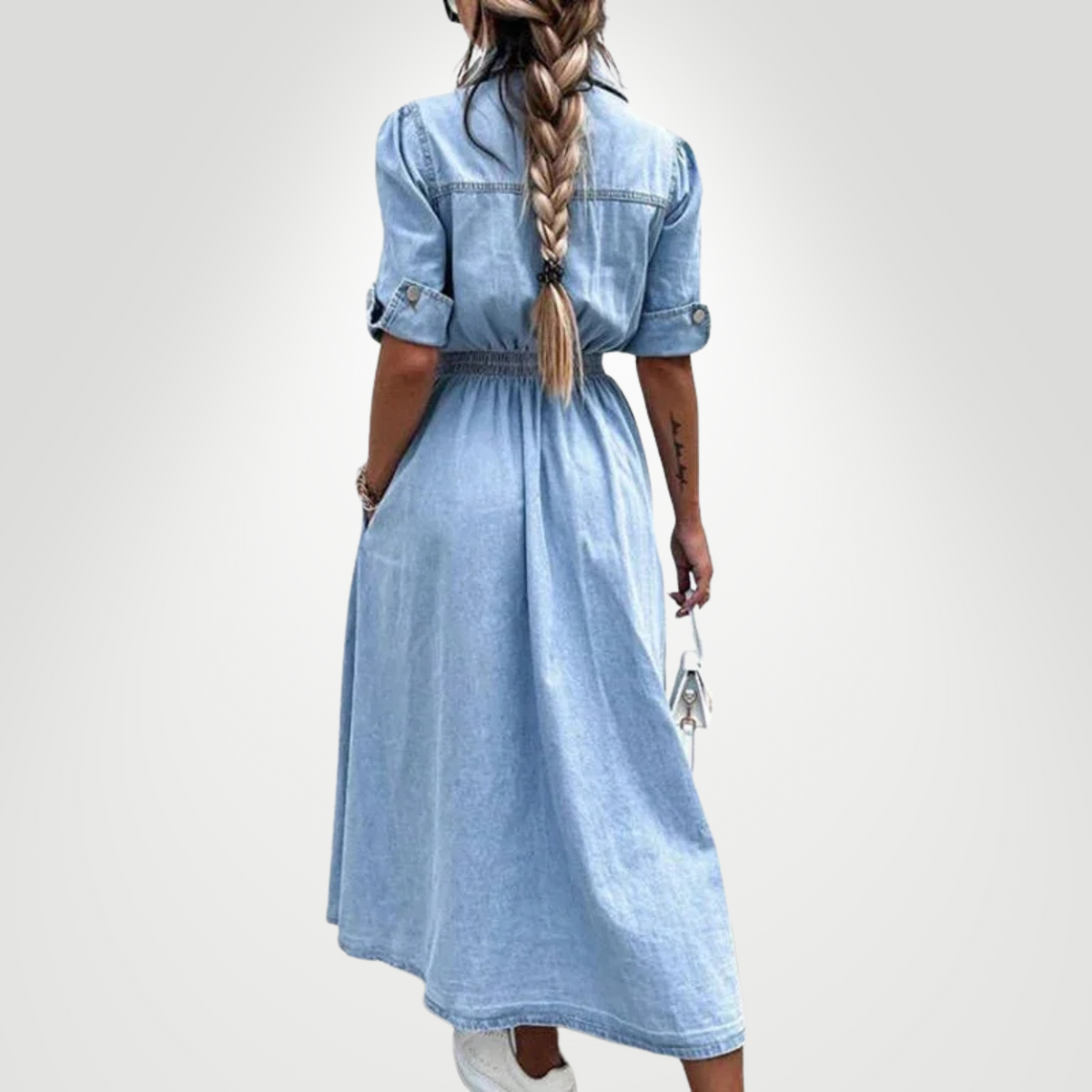 AVA DENIM BUTTON-UP DRESS