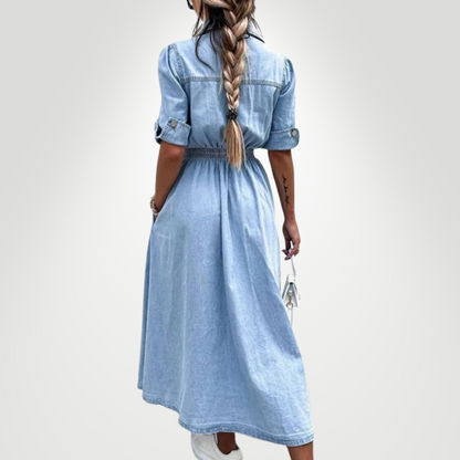 AVA DENIM BUTTON-UP DRESS