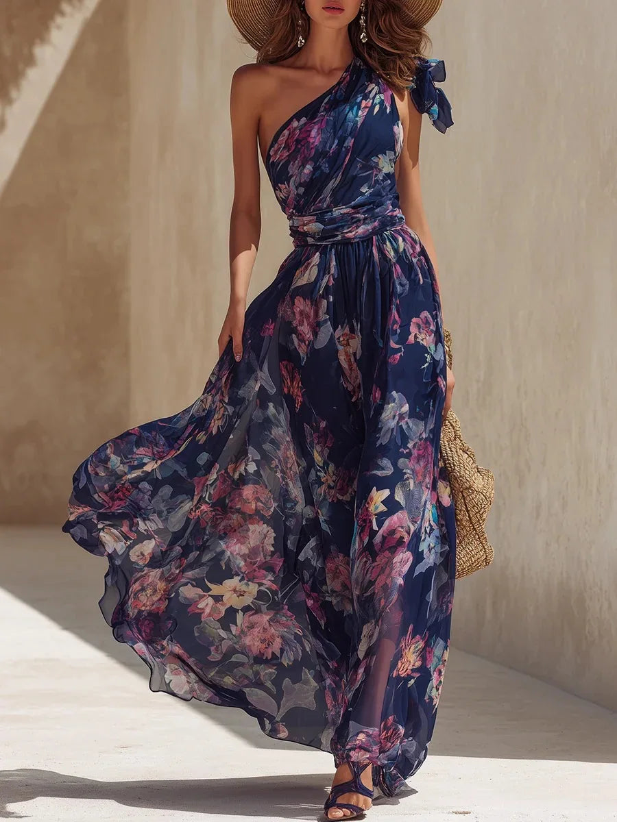 Celeste One-Shoulder Floral Maxi Dress