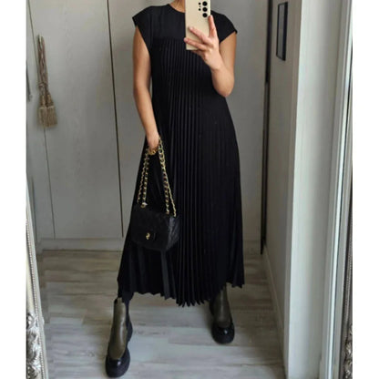 HARPER PLEATED POCKET MAXI DRESS