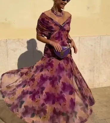 Amara Abstract Print Maxi Dress