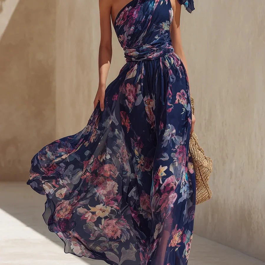 Celeste One-Shoulder Floral Maxi Dress