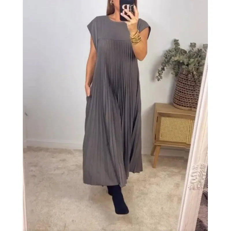HARPER PLEATED POCKET MAXI DRESS