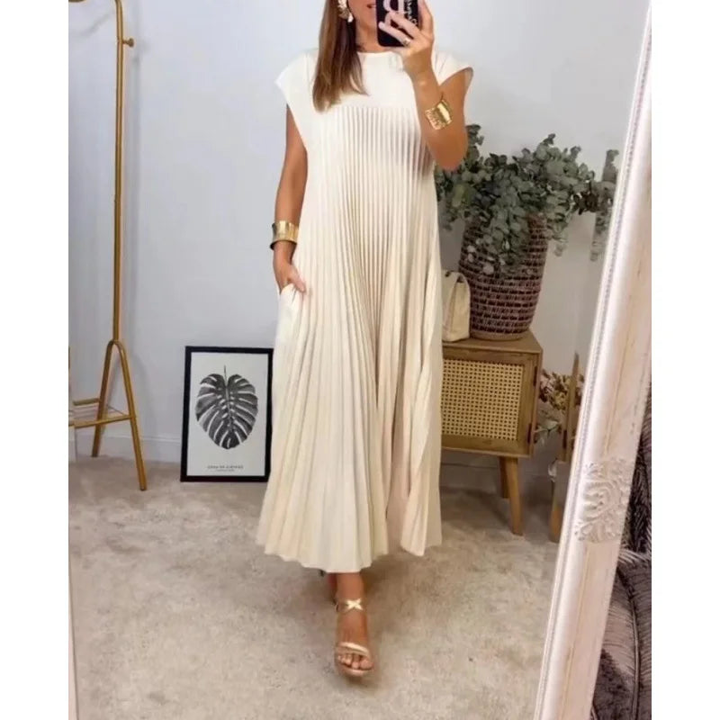 HARPER PLEATED POCKET MAXI DRESS