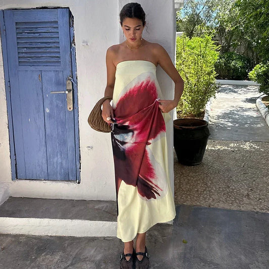 ISLA STRAPLESS FLORAL MAXI DRESS